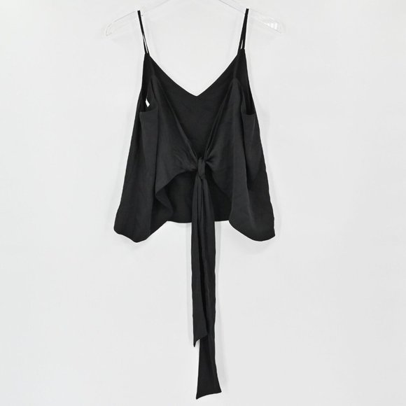 New BAR III Black Satin V Neck Camisole Reversible Bow Tie Top Womens Sz Medium - Picture 5 of 11